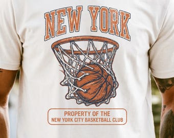 Abbigliamento streetwear retrò da basket di New York, Brunson, NBA, T-shirt da basket di New York, New York, Knicks, Madison Square Garden, Comfort Colors®