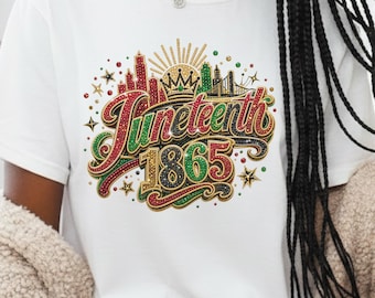 Camiseta Comfort Colors® Juneteenth 1865, sem strass verdadeiros, camiseta do Dia da Liberdade, camiseta do Mês da História Negra, camiseta do Orgulho Afro-Americano