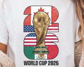 Camiseta Comfort Colors® para a Copa do Mundo de 2026, Camiseta de Futebol EUA Canadá México, Camiseta para Presente de Torneio de Futebol, Camiseta para o Dia do Jogo da Copa do Mundo