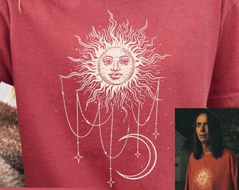 Comfort Colors® Patricia Sun & Moon Bohemian Shirt, Widow's Bay Shirt, The Next Martha's Vineyard, Kate O'Flynn, Vintage Style Celestial