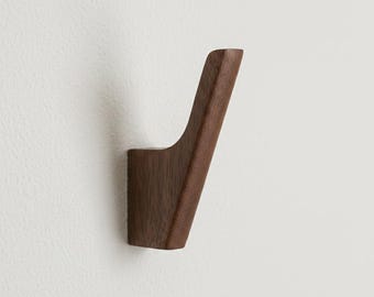 Crochet mural en noyer, Crochet minimaliste en bois pour le vestibule, Porte-manteau mural moderne, Gain de place
