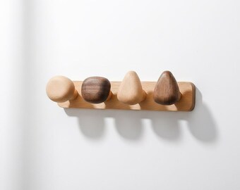 Porte-manteau mural en bois avec crochets interchangeables, organisateur d'entrée pour appartement et chambre, 40 cm