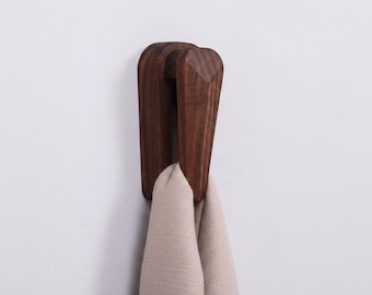 Crochet mural minimaliste en noyer, porte-manteau moderne en bois pour entrée et salle de bain, fixation de style pincement
