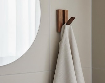 Crochet mural en noyer, Porte-manteau en bois pliable, Organiseur d'entrée minimaliste, Mécanisme de crochet caché