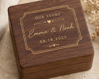 Wooden Coin Display Box Personalized Engraved Walnut Keepsake Case Square Challenge Coin Holder Military Coin Gift Anniversary Memory Box