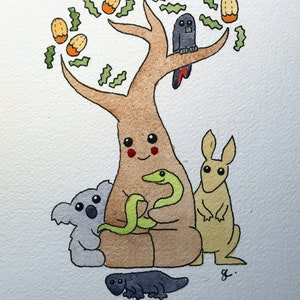 A5 original banksia and native australian animals