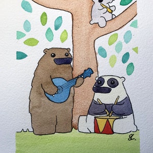A5 original bear band watercolour!