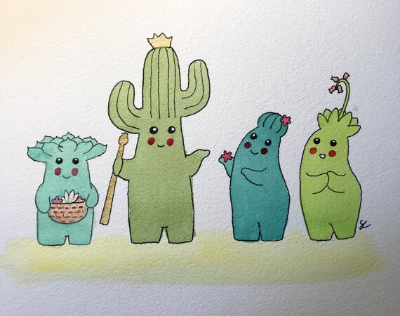 A4 Knig Kaktus Aquarell original - Etsy.de