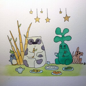 A4 original dim sum with fiddleleaf and panda