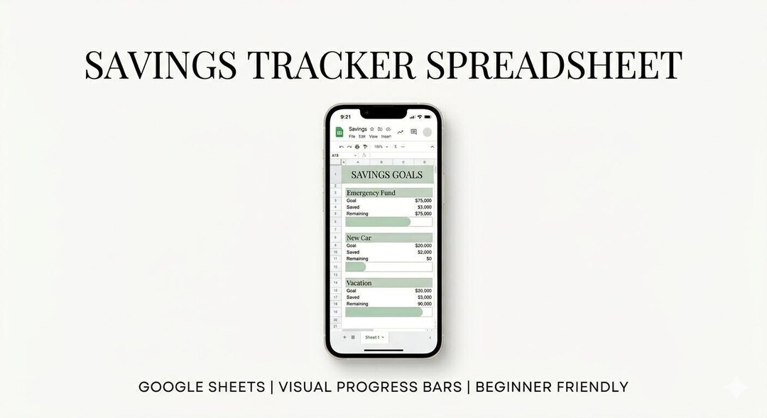 Savings Tracker Spreadsheet Google Sheets Goal - Etsy