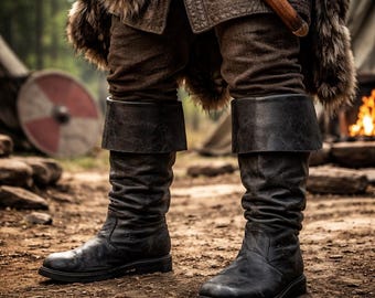 Stivali vichinghi medievali da uomo – Calzature da cavaliere e guerriero in stile pelle