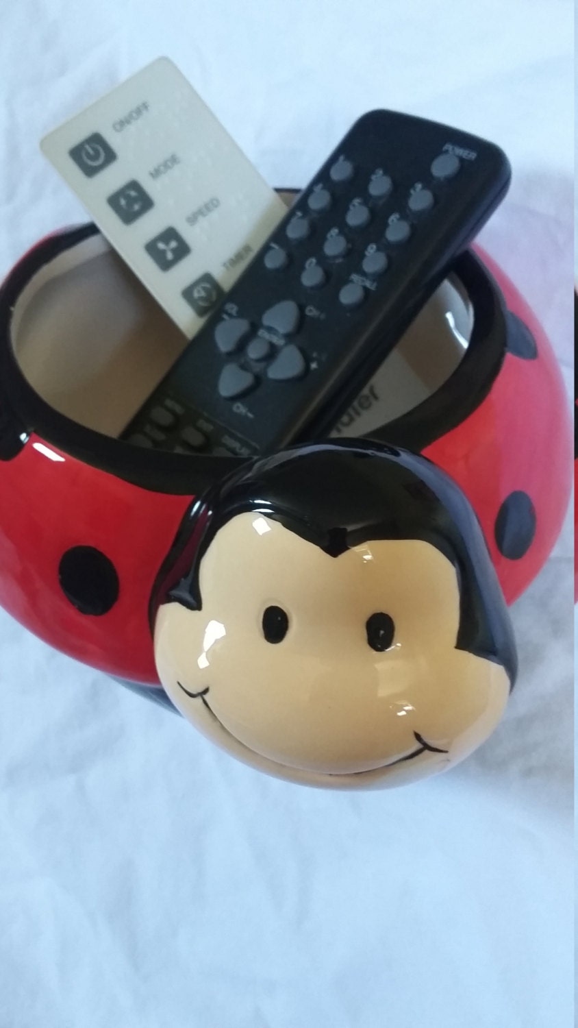Ladybug Vase Smiley Faced Ladybug Ceramic Remote Control