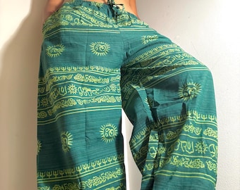 Unisex Cotton Harem pants men women Yoga Baggy Hippie Lounge Pants with adjustable length earthy