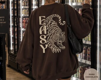 Tiger Sweatshirt, Easy Tiger, Vintage Tiger Shirt, Japanese Tiger Swestshirt, Retro Tattoo Style Shirt, Minimalist Streetwear Tshirt