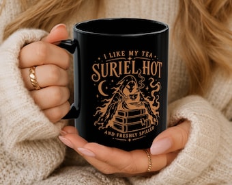 Taza inspirada en ACOTAR, regalo para amantes de los libros de fantasía, taza de té de Suriel para ella, regalo para lectores de fantasía, regalo de taza romántica, regalo para amantes de los libros para amigos.