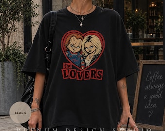 Camiseta retro de Halloween de Chucky y la Novia, camiseta vintage de Comfort Colours para amantes del cine de terror, camiseta divertida de Halloween.