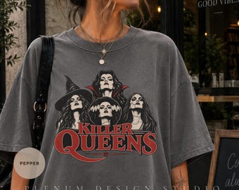 Camiseta retro de Halloween de Killer Queens, camiseta vintage de Comfort Colours para amantes del cine de terror de Halloween, camiseta divertida de Halloween