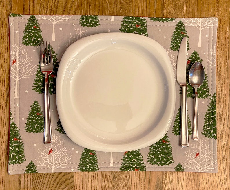Winter Placemat, Cardinal Placemat, Christmas Pine Tree Placemat Etsy
