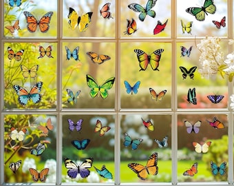 Colorful Butterfly Window Clings: Double-Sided Glass Decals for Home Door Decor