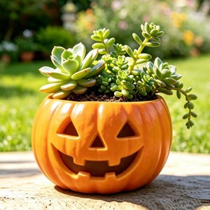 Halloween O Lantern Resin Planter