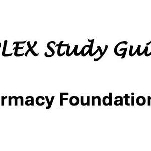 Puede incluir: Imagen con fondo blanco con el texto "NAPLEX Study Guide" y "Topic: Pharmacy Foundations Part 1". A ambos lados del texto hay pilas de libros coloridos con cubiertas rojas, amarillas, azules, verdes y marrones.