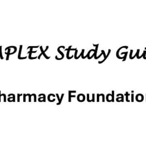 Puede incluir: Fondo blanco con el texto "NAPLEX Study Guide" y "Topic: Pharmacy Foundations Part 2". Montones de libros coloridos a ambos lados del texto. Los libros tienen cubiertas rojas, amarillas, azules, verdes y marrones.