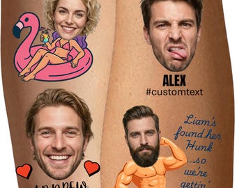 Custom Temporary Tattoo, Party Favor, Custom Bachelorette Tattoo, Groom's Face Tattoo, Funny Personalized Face Temporary Tattoos, Bride Tat