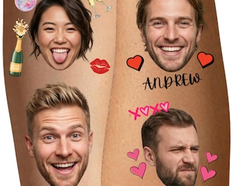 Custom Temporary Tattoo, Party Favor, Custom Bachelorette Tattoo, Groom's Face Tattoo, Funny Personalized Face Temporary Tattoos, Bride Tat