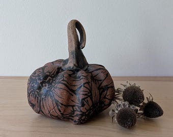 Handmade Red Clay Sunflower Pumpkin