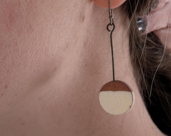 Handmade Ceramic Modern Dangle Earrings With Oxidized Sterling Hooks