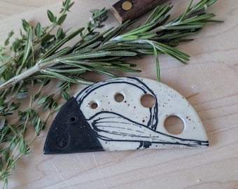 Freehand Drawn Garlic Scape Handmade Ceramic Herb Stripper *No two are the same*