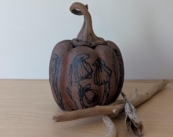 Handmade Red Clay Ghost Pipe Pumpkin