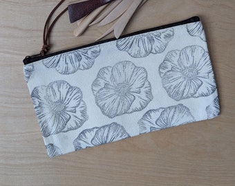 Poppies Rubber Block Printed Canvas Bag