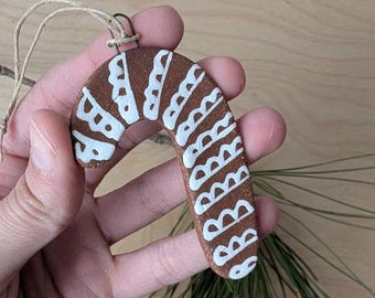 Ornament- Handmade Pottery Ginger Bread Round