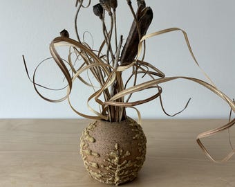 Bud Vase - Local Clay Slip Forest design