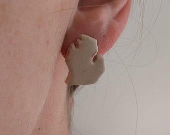 Handmade White Michigan Hypoallergenic Surgical Steel Epoxied Studs