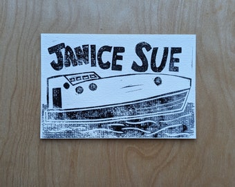 Leland, Fish Town, Janice Sue Boat Print / Post Card
