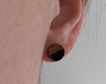 Each Pair is Unique! Handmade Ceramic Landscape at Twilight Inspired Handmade Hypoallergenic Surgical Steel Epoxied Studs