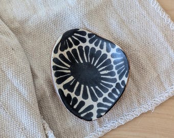 Small Freehand Drawn Petoskey Design Handmade Ceramic Pebble Dish. Each one is slightly different, see photo for size.