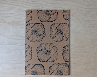 Poppy Rubber Block Blank Journal/Sketchbook