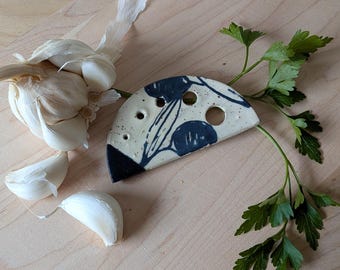 Freehand Drawn OIive Design Handmade Ceramic Herb Stripper *No two are the same*