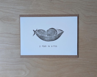 Two Peas In a Pod Rubber Block Card