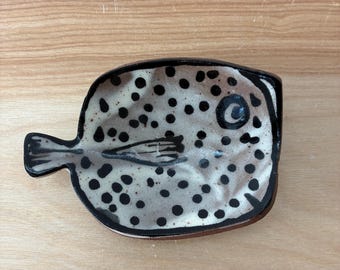 Puffer Fish Dish Each One Is Similar But Unique Handmade Freehand Drawn