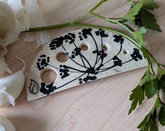 Freehand Drawn Dill Design Handmade Ceramic Herb Stripper *No two are the same*
