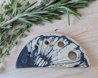 Freehand Drawn Black Poppy Handmade Ceramic Herb Stripper *No two are the same*