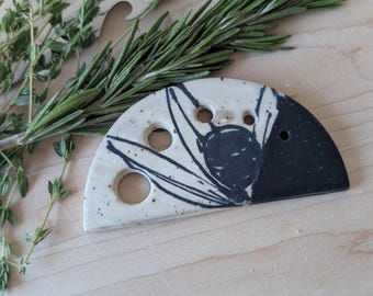 Freehand Drawn Olive Handmade Ceramic Herb Stripper *Each One is a Variation No two are the same*