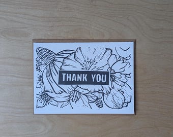 Floral Thank You Rubber Block Card