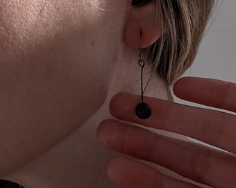 Handmade Ceramic Modern Dangle Earrings With Oxidized Sterling Hooks