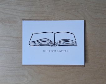 On to the Next Chapter Rubber Block Card