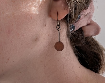 Handmade Ceramic Modern Dangle Earrings With Oxidized Sterling Hooks